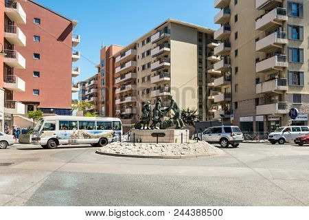 Gibraltar, Uk - May 18, 2017: View Of Memorial To The Evacuation Of Gibraltarians 1940-1951 At Water