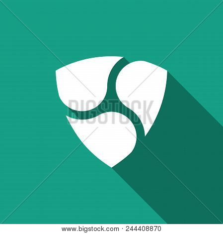 Cryptocurrency Coin Nem Xem Icon Isolated With Long Shadow. Physical Bit Coin. Digital Currency. Alt