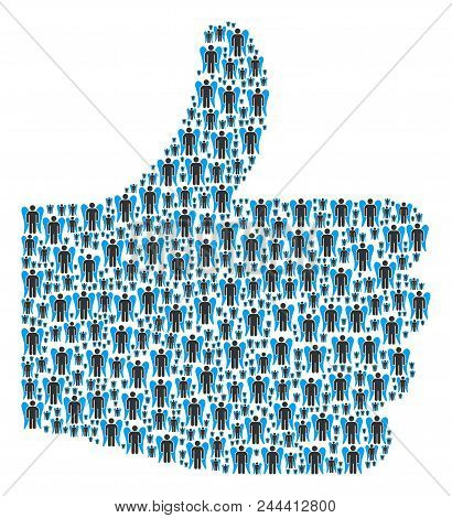 Best Mark Composition Built Of Angel Icons In Different Sizes. Abstract Vector Thumb Up Representaio