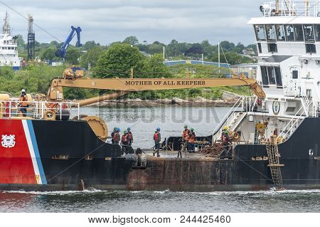 New Bedford, Massachusetts, Usa - June 6, 2018: U. S. Coast Guard Coastal Buoy Tender Ida Lewis (wlm