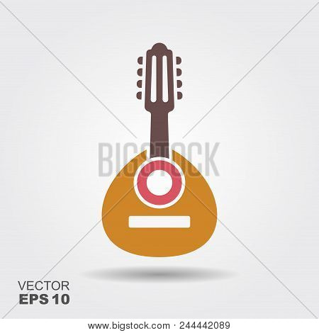 Spanish Folk Music Instrument Bandurria. Flat Vector Icon