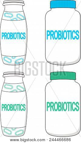 Template Of Small Blank Probiotics Bottle On White Background. Packaging Collection.