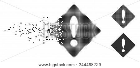 Gray Vector Error Icon In Dissolved, Dotted Halftone And Undamaged Entire Versions. Disintegration E