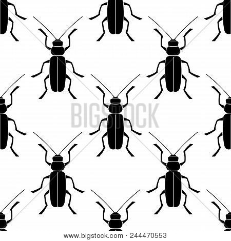 Geometric Texture An Animal Print - A Pattern From Beetle. Insects Are Black On A White Background.
