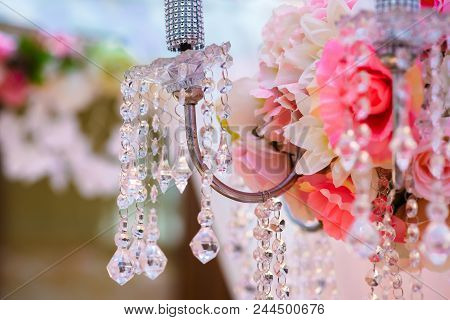 Beautiful Wedding Decorations And Arch Of Flowers. Stylish Wedding.