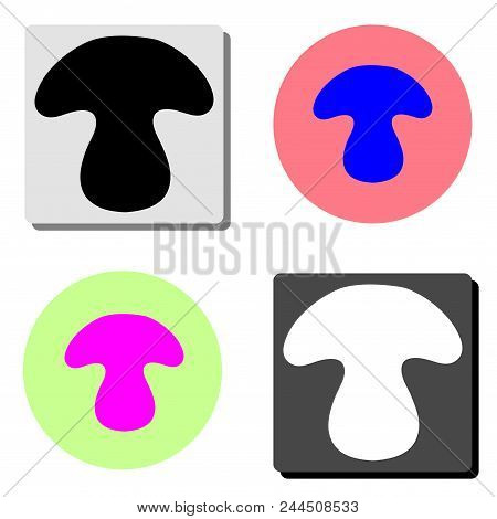 Mushroom. Simple Flat Vector Icon Illustration On Four Different Color Backgrounds