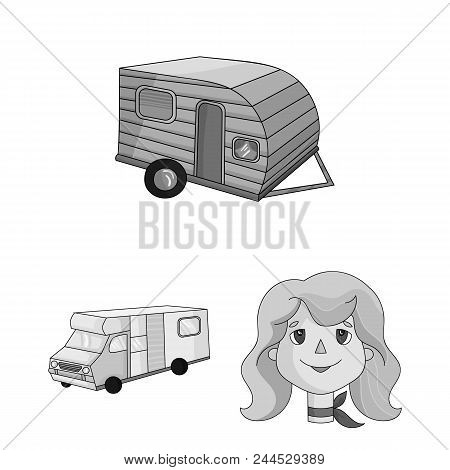 Family Holiday Monochrome Icons In Set Collection For Design. Recreation And Equipment. Vector Symbo