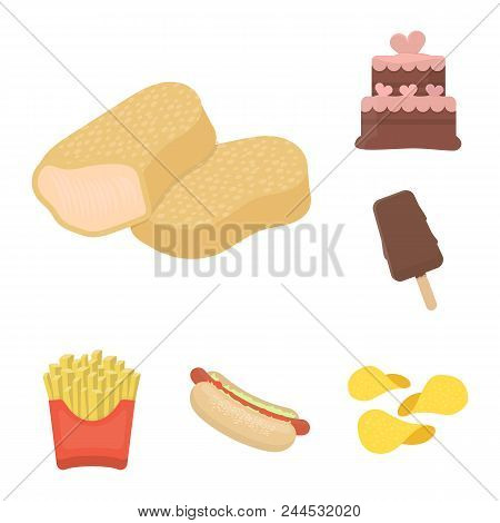 Fast Food Cartoon Icons In Set Collection For Design.food From Semi-finished Products Vector Symbol 