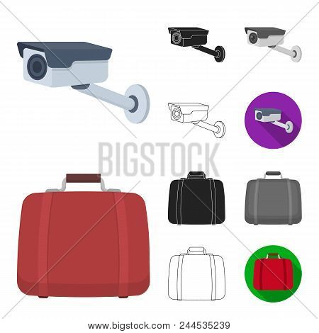 Hotel And Equipment Cartoon, Black, Flat, Monochrome, Outline Icons In Set Collection For Design. Ho