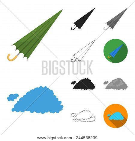 Different Weather Cartoon, Black, Flat, Monochrome, Outline Icons In Set Collection For Design.signs