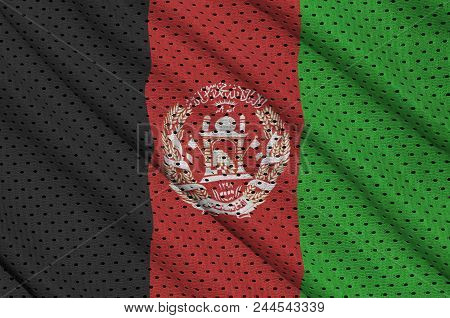 Afghanistan Flag Printed On A Polyester Nylon Sportswear Mesh Fabric With Some Folds