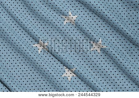 Micronesia Flag Printed On A Polyester Nylon Sportswear Mesh Fabric With Some Folds