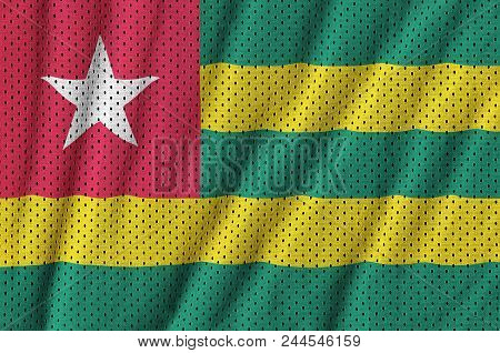 Togo Flag Printed On A Polyester Nylon Sportswear Mesh Fabric With Some Folds