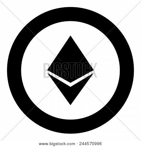 Etherium Icon Black Color In Circle Round Vector Illustration