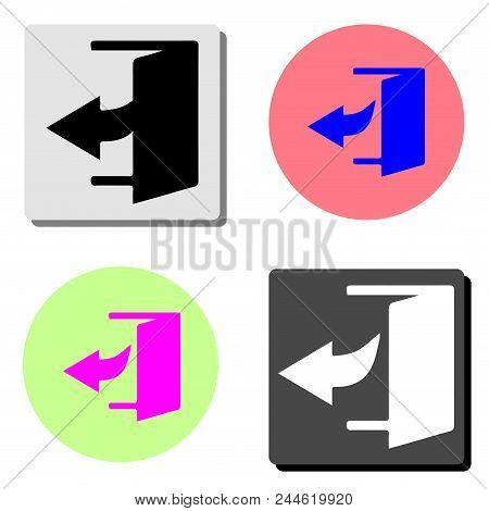 Enter Door. Simple Flat Vector Icon Illustration On Four Different Color Backgrounds