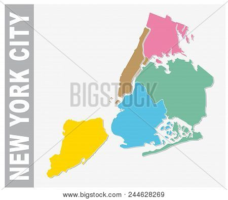 Colorful New York City Administrative And Political Vector Map, United States