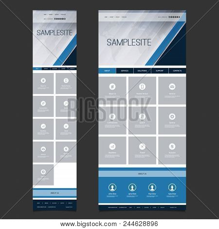 Responsive One Page Website Template - Header Design With World Map - Desktop And Mobile Version