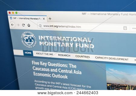 London, Uk - May 17th 2018: The Homepage Of The Official Website For The International Monetary Fund