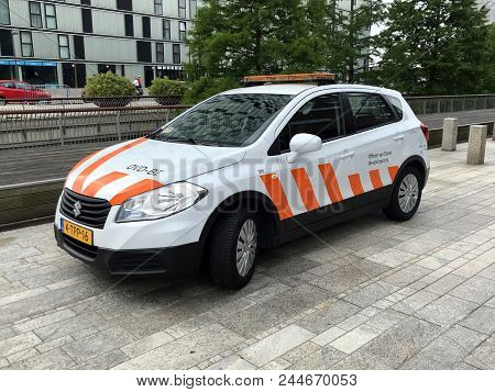 Almere, Netherlands - June 10, 2018: Suzuki Sx4 S-cross From The Officer Of Duty Charged With Popula