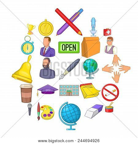 Classbook Icons Set. Cartoon Set Of 25 Classbook Vector Icons For Web Isolated On White Background