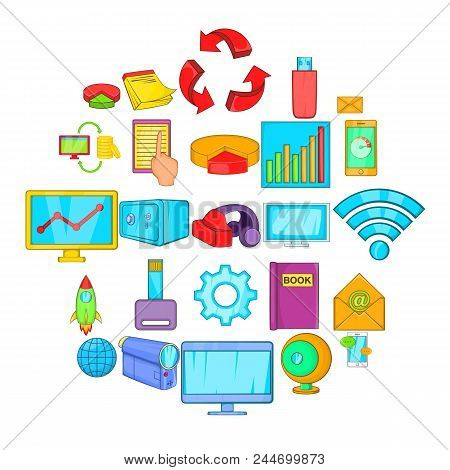 Flash Drive Icons Set. Cartoon Set Of 25 Flash Drive Vector Icons For Web Isolated On White Backgrou