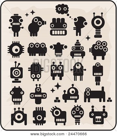 Robots, monstruos, extraterrestres, colección de iconos #3.