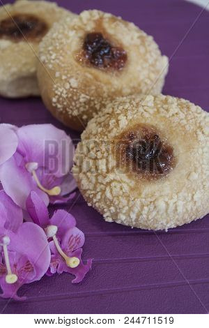 Vyborg Sweet Muffin, Roll, Bun With Sprinkle And Jam - Russian Cuisine