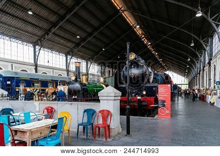 Madrid, Spain - June 9, 2018: Engine Market, Mercado De Motores, At Madrid Railway Museum. It Takes 