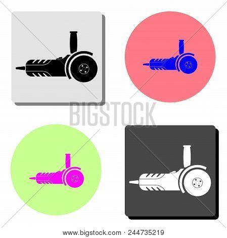 Angle Grinder. Simple Flat Vector Icon Illustration On Four Different Color Backgrounds