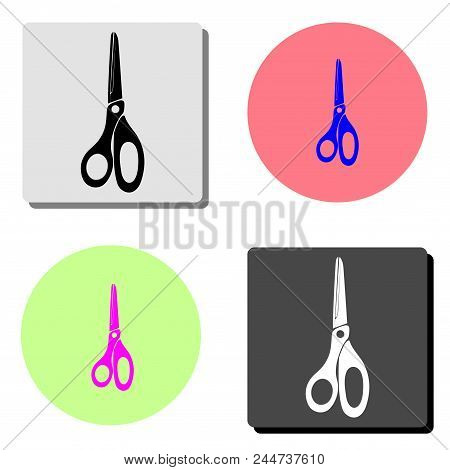 Scissors. Simple Flat Vector Icon Illustration On Four Different Color Backgrounds