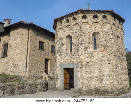 Agliate Brianza (monza, Lombardy, Italy): Exterior Of The Medieval Church Of Saints Peter And Paul, 