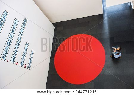 Barcelona,spain-may 12,2018: Interior View Museum Macba, Barcelona Museum Of Contemporary Art. El Ra