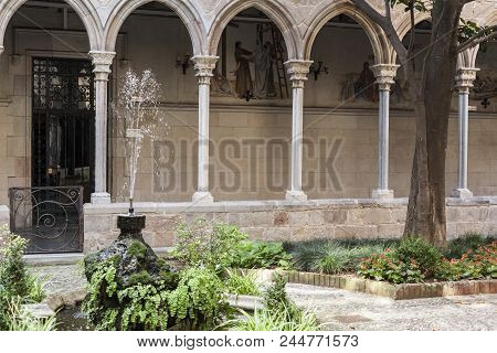 Barcelona,spain-july 21,2011: Cloister Of Church Of Concepcio In Eixample Quarter.