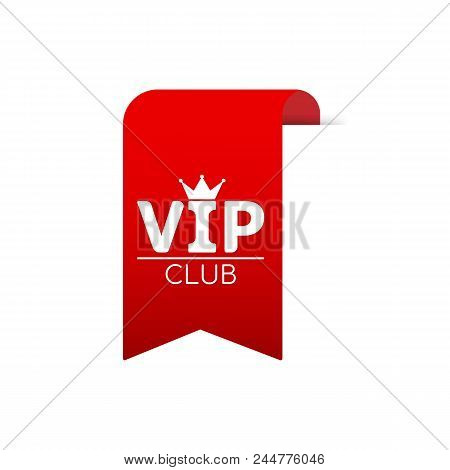 Vip Club Red Ribbon For Web. Vector Stock Illustration.