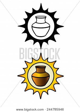 Logo For A Pottery Workshop Or A Crockery Store. Color And Black And White Version.