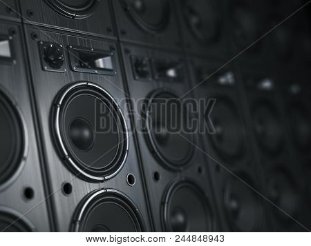 Multimedia  acoustic sound speaker system. Music  concept background. 3d illustration