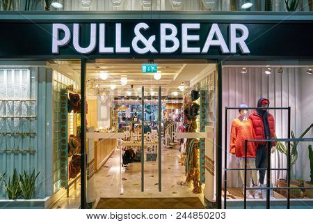 MILAN, ITALY - CIRCA NOVEMBER, 2017: entrance at Pull&Bear store in Milan. Pull&Bear is a Spanish clothing and accessories retailer based in Naron, Galicia.