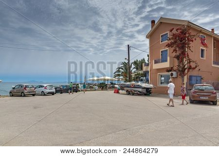 Kato Katelios, Kefalonia, Greece - May 26, 2015: Typical Houses In Kato Katelios Town, Kefalonia, Io