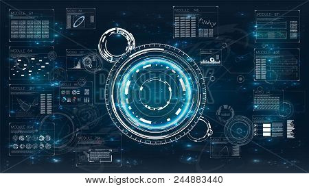 Computer Monitor Vector Illustration. Modern Flat Screen Computer Monitor.