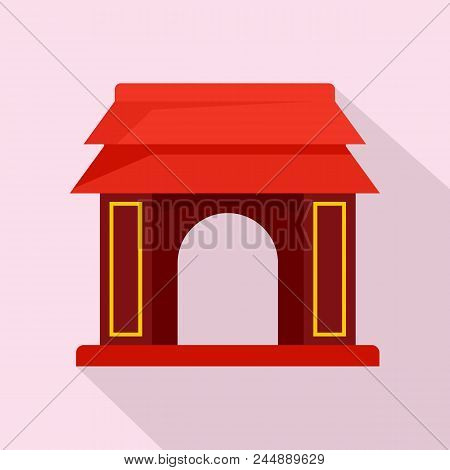 Asian Gate Icon. Flat Illustration Of Asian Gate Vector Icon For Web Design
