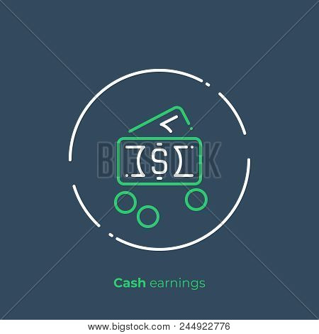 Business Profit Line Art Icon, Investition Earnings Vector Art, Outline Online Cash Exchange Illustr