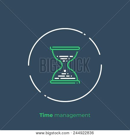 Sand Glass Timer Line Art Icon, Digital Investment Timescales Vector Art, Outline Sand Watches Illus