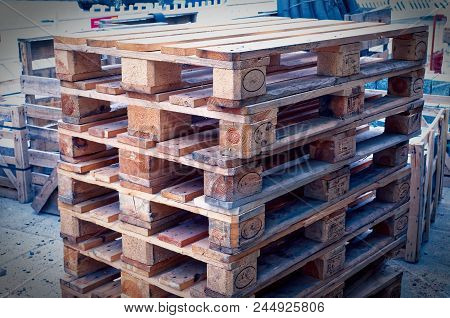 Euro Pallets Stacked To Illustrate A Construction Site