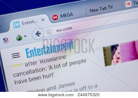 Ryazan, Russia - June 05, 2018: Homepage Of Ew Website On The Display Of Pc, Url - Ew.com