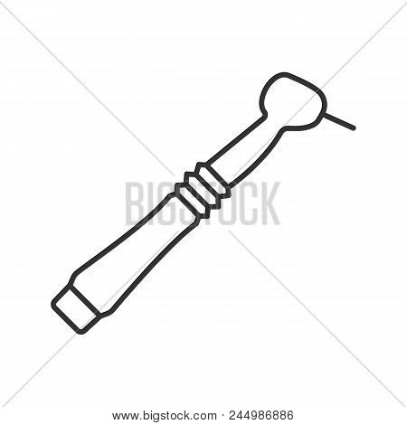 Dental Drill Linear Icon. Thin Line Illustration. Dental Handpiece. Contour Symbol. Vector Isolated 
