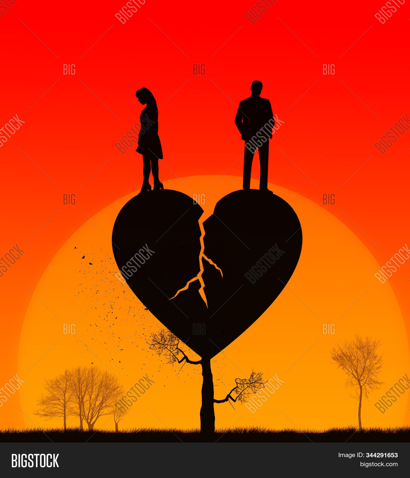 Failed Love Sunset Image Photo Free Trial Bigstock Heart silhouette love romantic lovers romance couple sunset sky relationship. failed love sunset image photo free