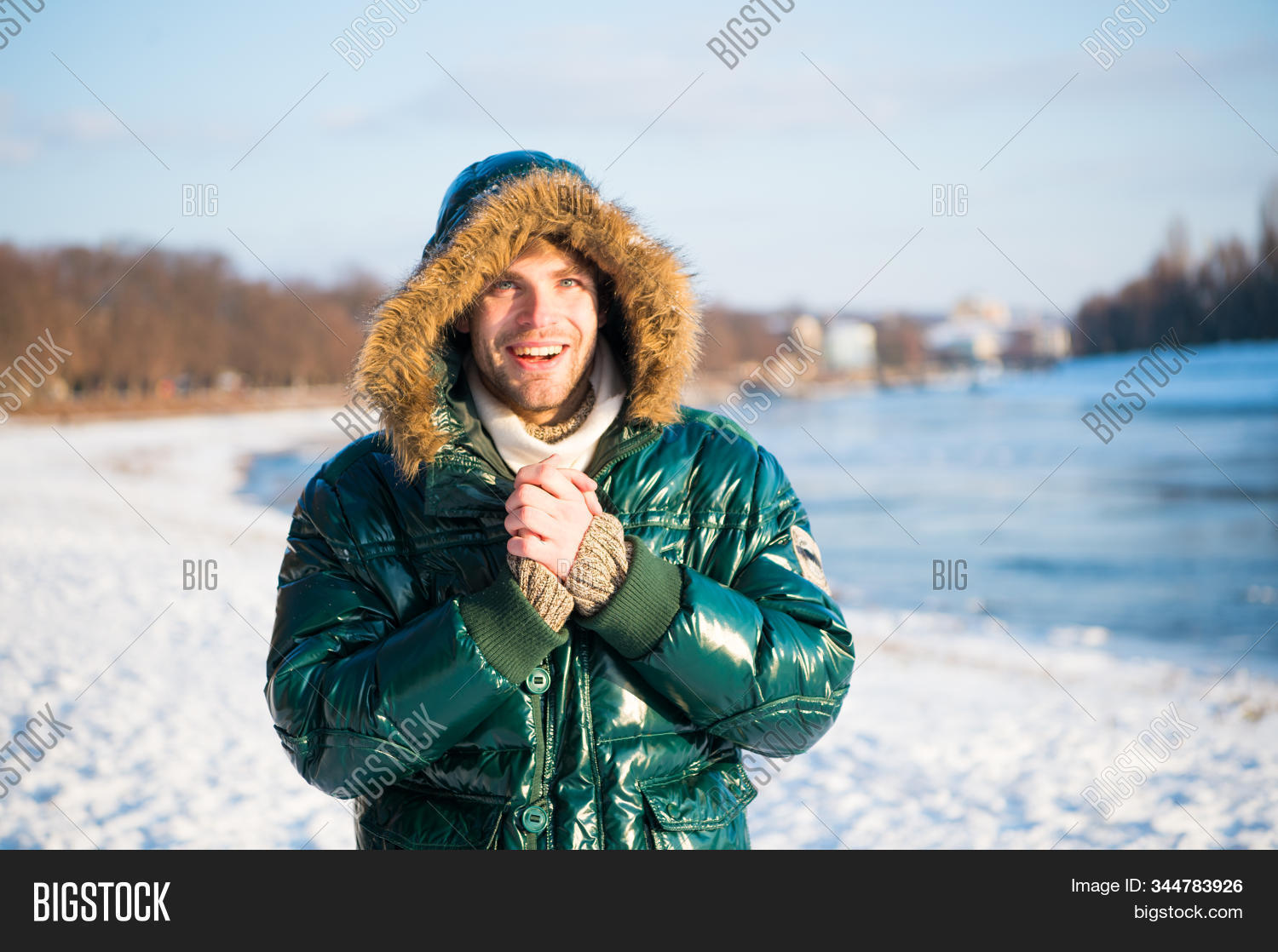 Man Warm Jacket Snowy Image Photo Free Trial Bigstock