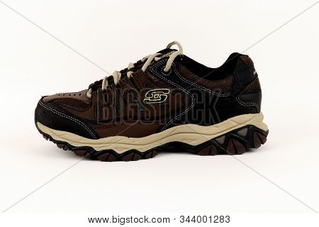 Spencer, Wisconsin, January, 9, 2019  Sketchers Shoe Isolated Against A White Background  Sketchers 