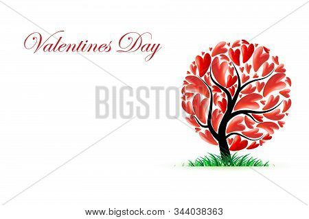 Valentine Tree With Love Heart, Valentine Day Concept, Vector Illustration Eps 10.