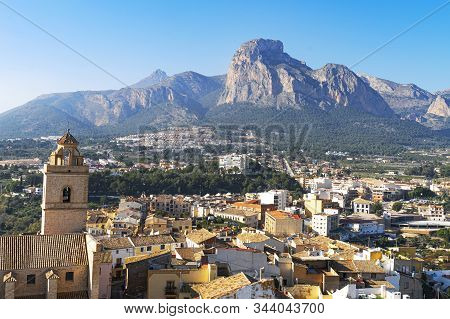 Small Mountain Village Polop De La Marina And Polop Castle In Polop, Alicante Province, Costa Blanca